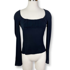 Gianni Versace Vintage Black Body Con / Fitted  Scoop Neck Silk Blend Top
